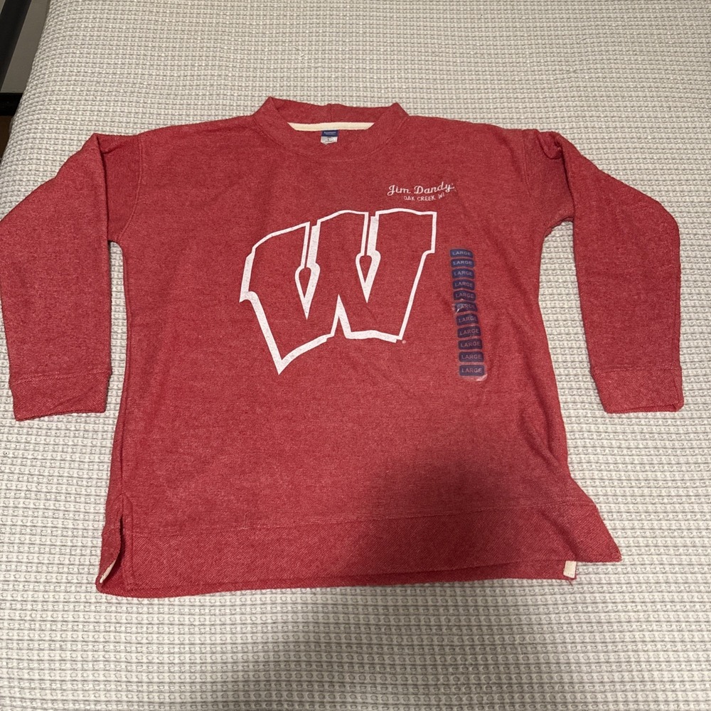 Bottom Drawers‎ Sweatshirt Women's Large Red NWT Wisconsin Badgers Jim Dandy Top